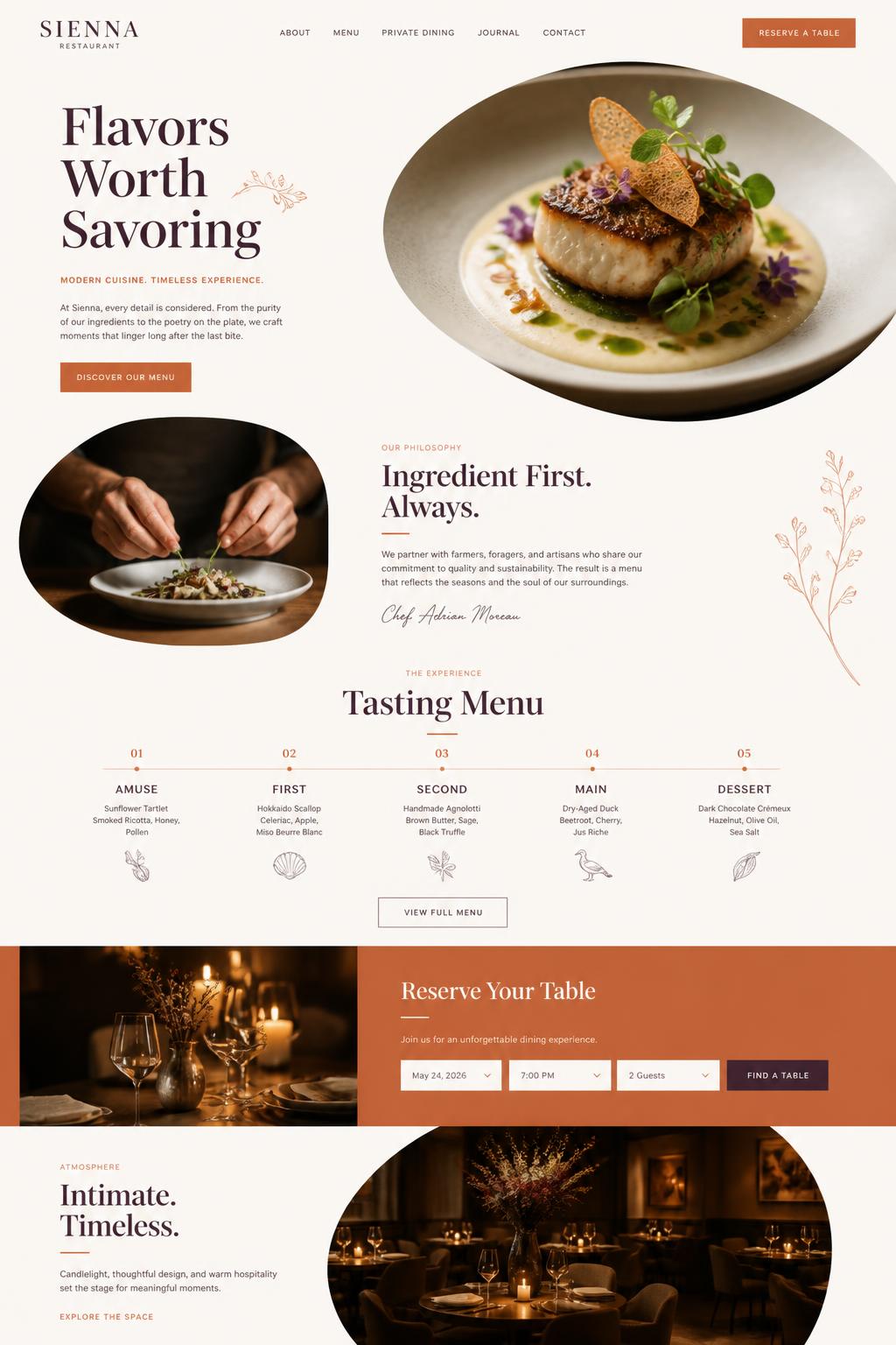 Exemplo de página — Fine Dining